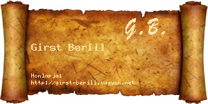Girst Berill névjegykártya